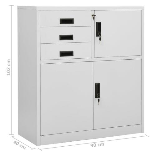 Kontorskab med plantekasse 90x40x125 cm stål lysegrå