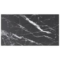 Bordplade 120x65 cm 8 mm hærdet glas med marmordesign sort