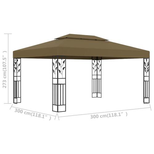 Pavillon med dobbelttag 3x4 m 180 g/m² gråbrun