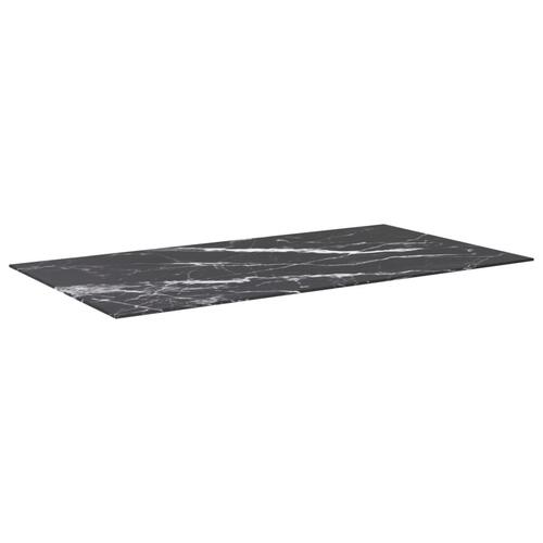 Bordplade 120x65 cm 8 mm hærdet glas med marmordesign sort
