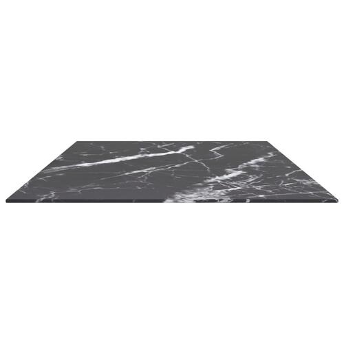 Bordplade 120x65 cm 8 mm hærdet glas med marmordesign sort