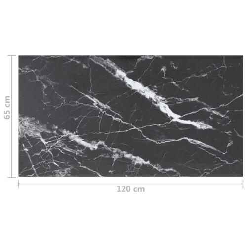 Bordplade 120x65 cm 8 mm hærdet glas med marmordesign sort