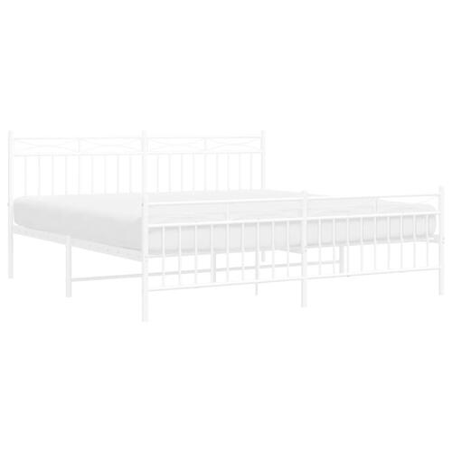 Sengeramme med sengegavl og fodgærde 180x200 cm metal hvid