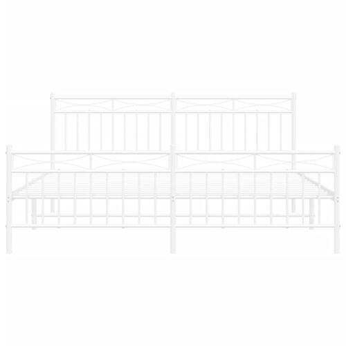 Sengeramme med sengegavl og fodgærde 180x200 cm metal hvid