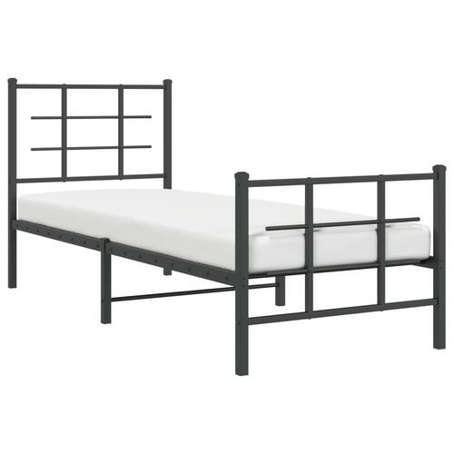 Sengeramme med sengegavl og fodgærde 75x190 cm metal sort