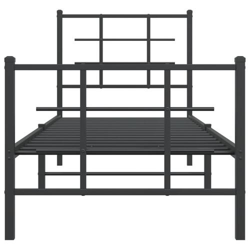 Sengeramme med sengegavl og fodgærde 75x190 cm metal sort