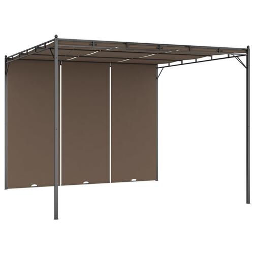 Havepavillon med gardin 3x3x2,25 m gråbrun