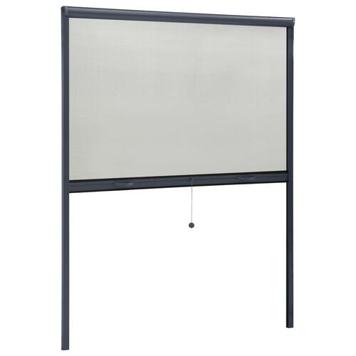 Nedrullelig insektskærm til vinduer 140x170 cm antracitgrå