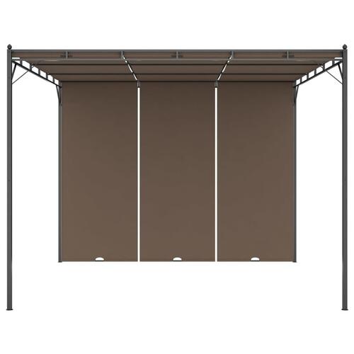 Havepavillon med gardin 3x3x2,25 m gråbrun