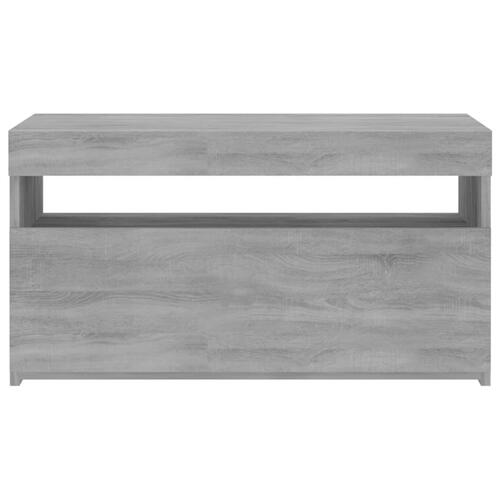 Tv-bord med LED-lys 75x35x40 cm grå sonoma-eg