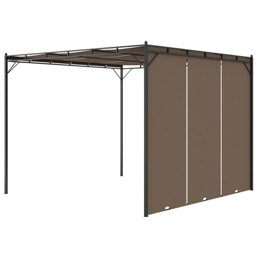 Havepavillon med gardin 3x3x2,25 m gråbrun