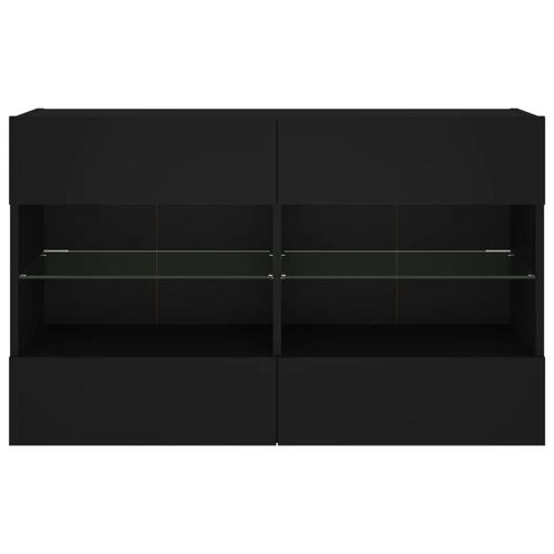 Væghængt tv-bord med LED-lys 98,5x30x60,5 cm sort