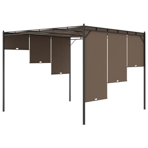 Havepavillon med gardin 3x3x2,25 m gråbrun