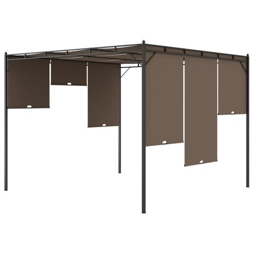 Havepavillon med gardin 3x3x2,25 m gråbrun