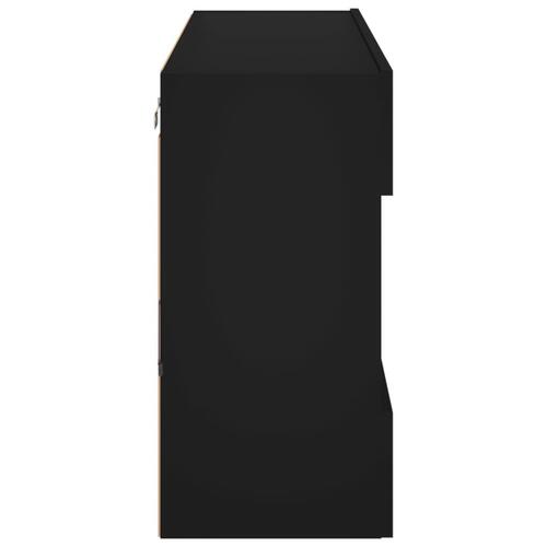 Væghængt tv-bord med LED-lys 98,5x30x60,5 cm sort
