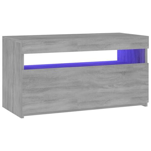 Tv-bord med LED-lys 75x35x40 cm grå sonoma-eg