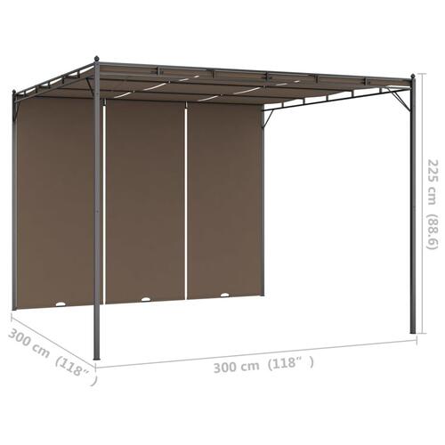 Havepavillon med gardin 3x3x2,25 m gråbrun