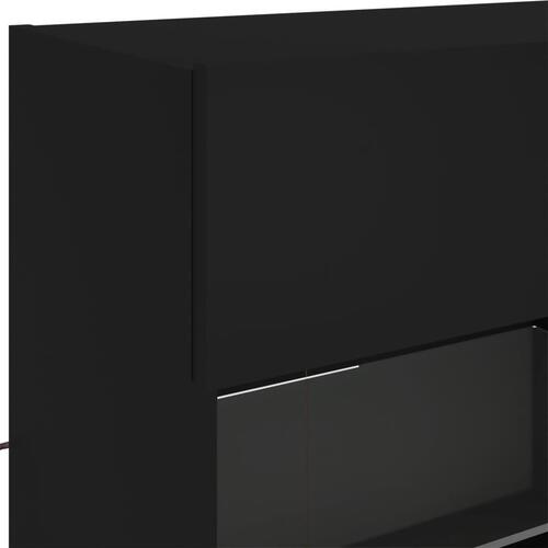 Væghængt tv-bord med LED-lys 98,5x30x60,5 cm sort