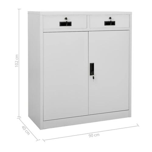 Kontorskab med plantekasse 90x40x125 cm stål lysegrå