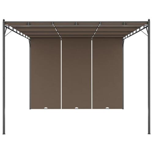 Havepavillon med sidegardin 4x3x2,25 m gråbrun