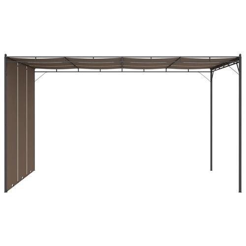 Havepavillon med sidegardin 4x3x2,25 m gråbrun