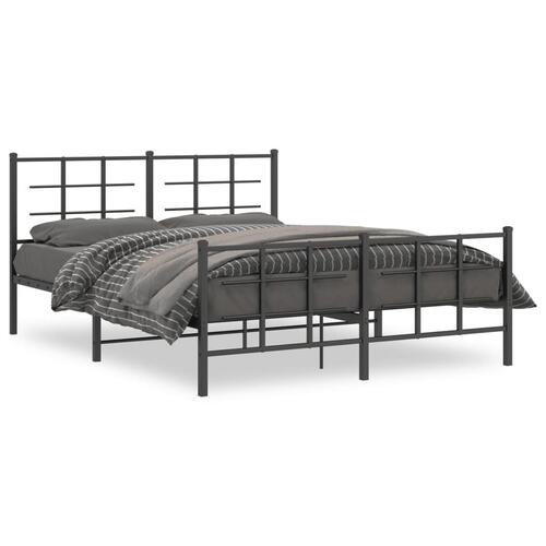 Sengeramme med sengegavl og fodgærde 150x200 cm metal sort