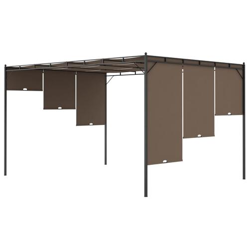 Havepavillon med sidegardin 4x3x2,25 m gråbrun