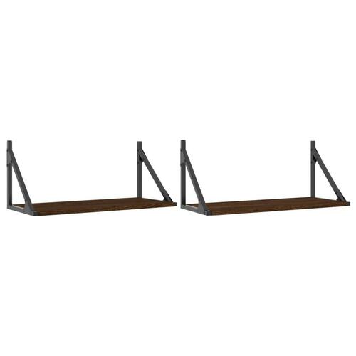 Væghylder 2 stk. 60x25x25,5 cm konstrueret træ brunt egetræ