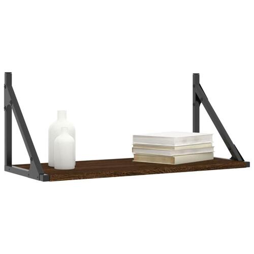 Væghylder 2 stk. 60x25x25,5 cm konstrueret træ brunt egetræ