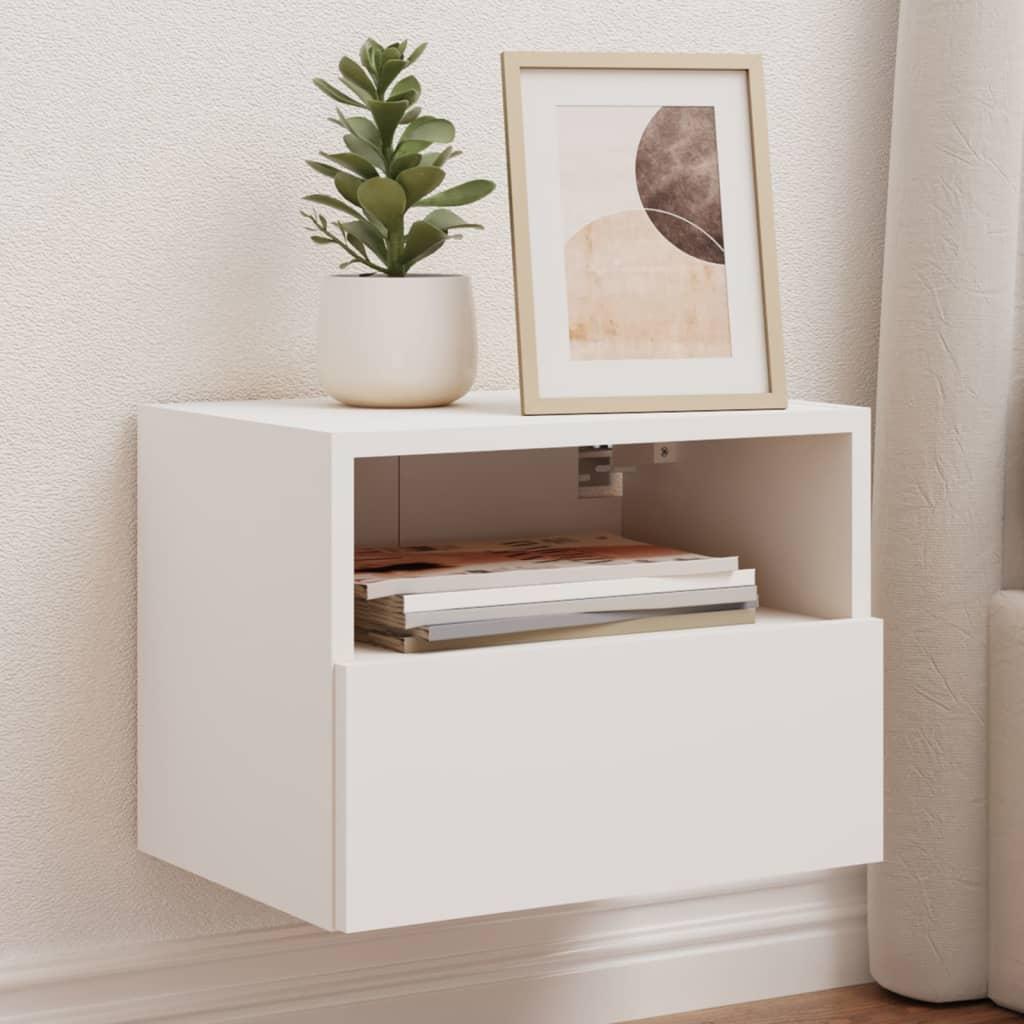 Væghængt tv-bord 40x30x30 cm konstrueret træ hvid