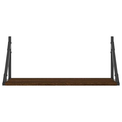 Væghylder 2 stk. 60x25x25,5 cm konstrueret træ brunt egetræ
