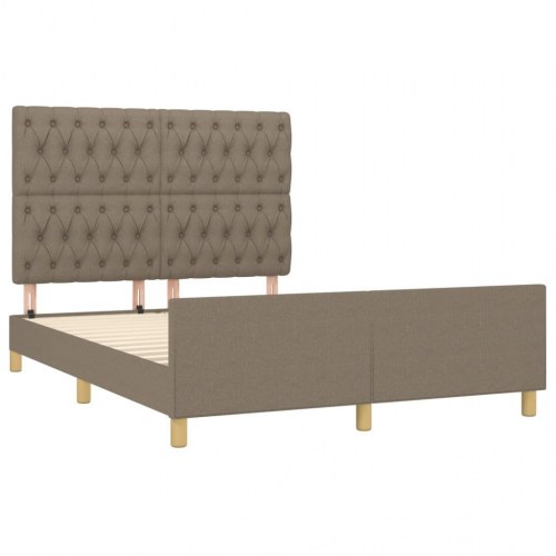 Sengeramme med justerbar sengegavl 140x200 cm - stof, gråbrun
