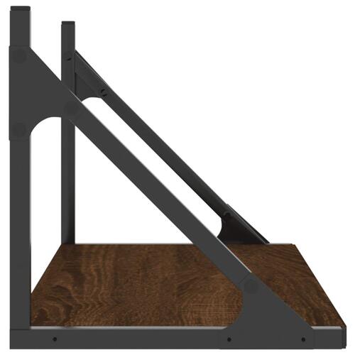 Væghylder 2 stk. 60x25x25,5 cm konstrueret træ brunt egetræ