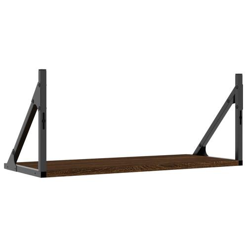 Væghylder 2 stk. 60x25x25,5 cm konstrueret træ brunt egetræ