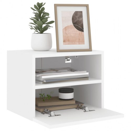 Væghængt tv-bord 40x30x30 cm konstrueret træ hvid