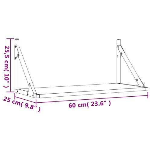Væghylder 2 stk. 60x25x25,5 cm konstrueret træ brunt egetræ