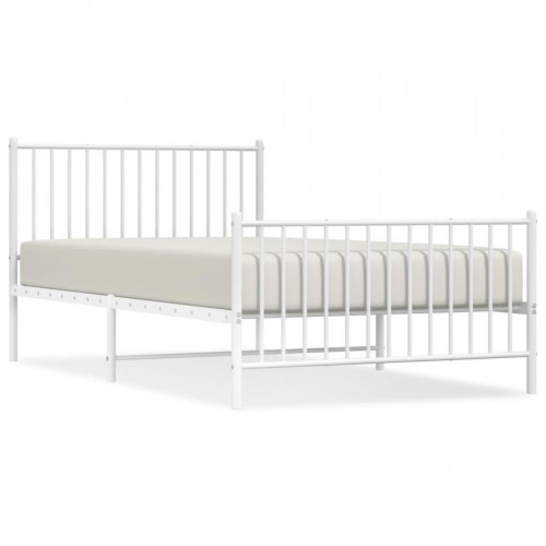 Sengeramme med gavl og fodgærde 107×203 cm - metal, hvid