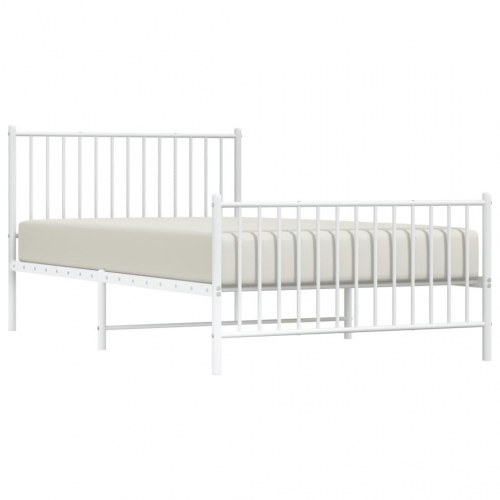 Sengeramme med gavl og fodgærde 107×203 cm - metal, hvid