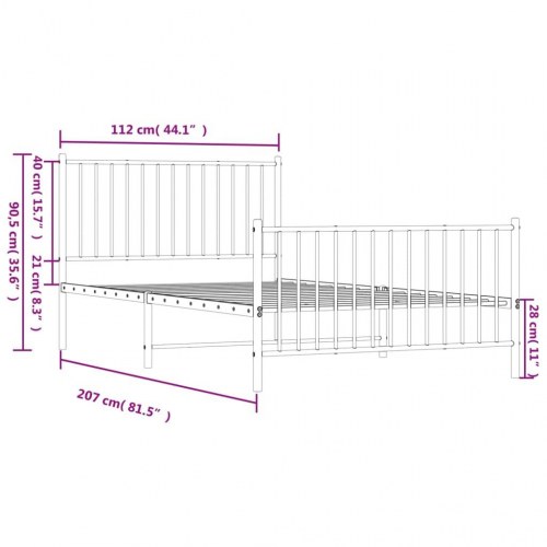 Sengeramme med gavl og fodgærde 107×203 cm - metal, hvid