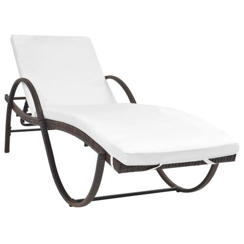 Liggestol med hynde polyrattan brun