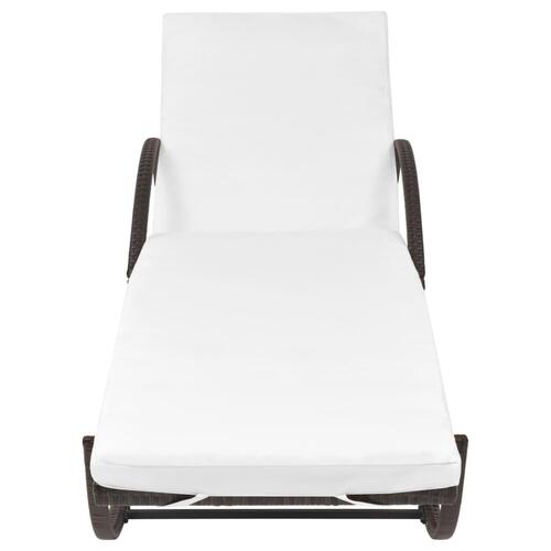 Liggestol med hynde polyrattan brun