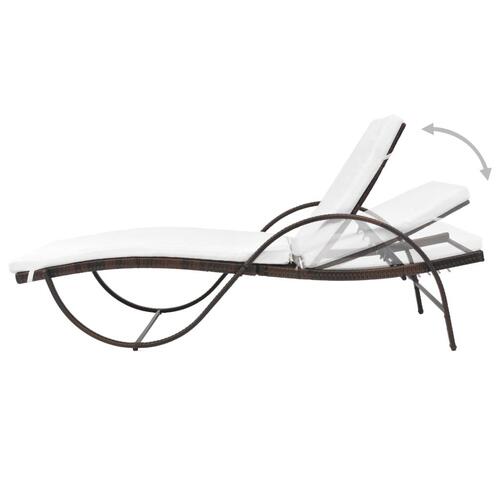 Liggestol med hynde polyrattan brun
