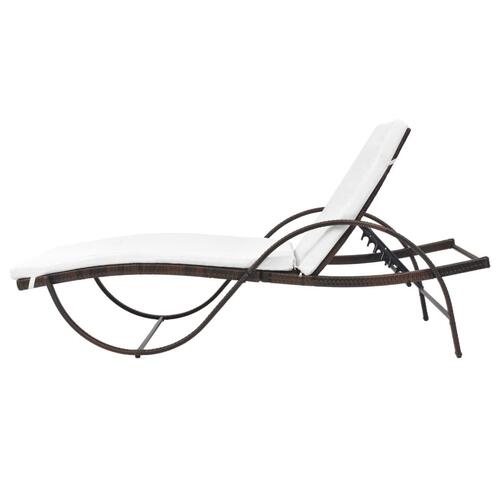 Liggestol med hynde polyrattan brun