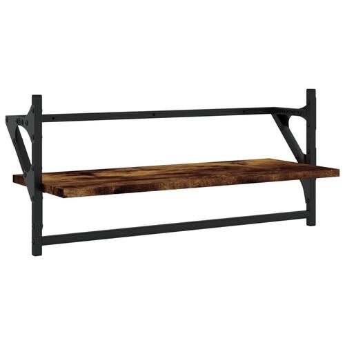 Væghylder med stænger 2 stk. 65x25x30 cm røget egetræsfarve