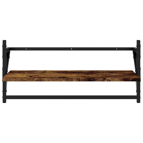 Væghylder med stænger 2 stk. 65x25x30 cm røget egetræsfarve