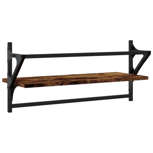 Væghylder med stænger 2 stk. 65x25x30 cm røget egetræsfarve