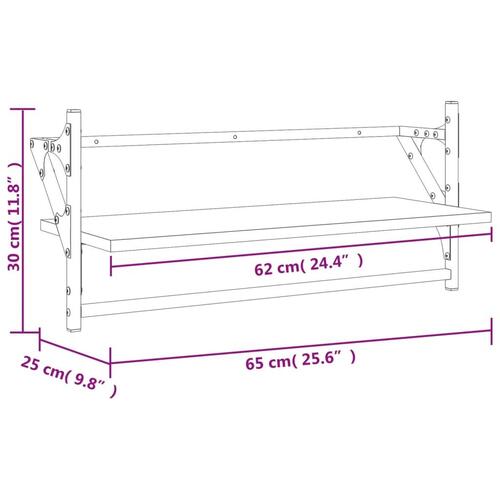 Væghylder med stænger 2 stk. 65x25x30 cm røget egetræsfarve