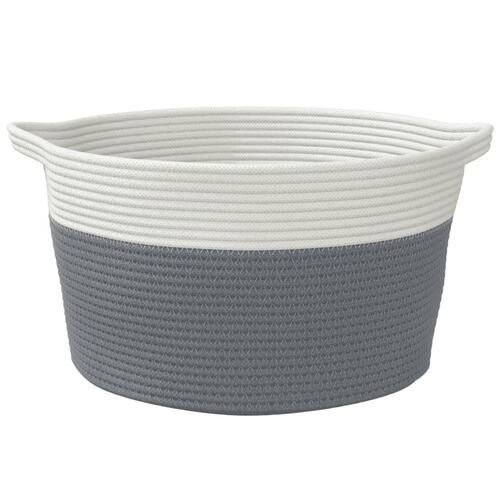 Opbevaringskurv Ø40x25 cm bomuld grå og hvid
