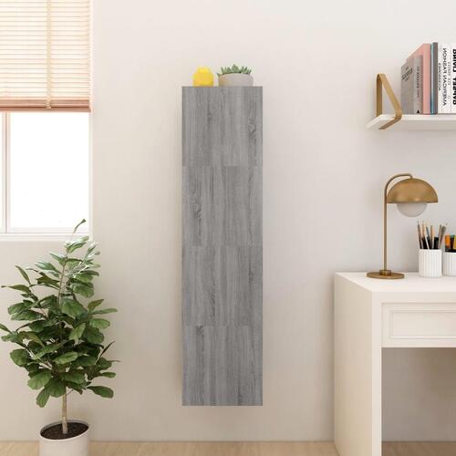Væghængtee tv-skab 4 stk. 30,5x30x30 cm grå og sonoma-eg