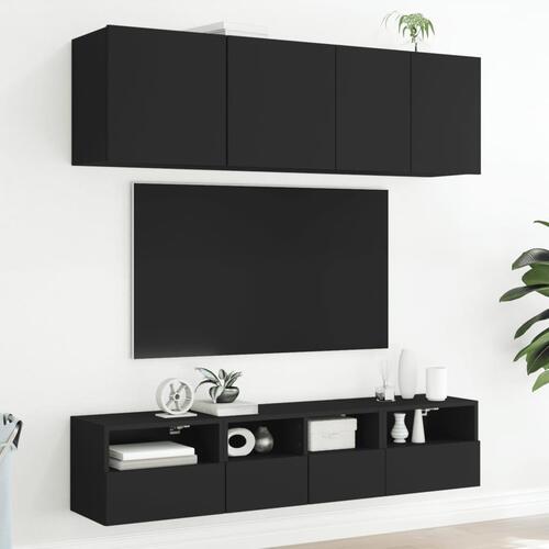 Væghængt tv-bord 40x30x30 cm konstrueret træ sort